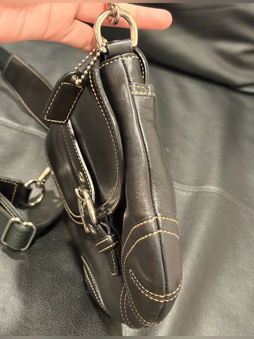 Vintage Coach Soho Black Leather Crossbody With Front Flap Y2K